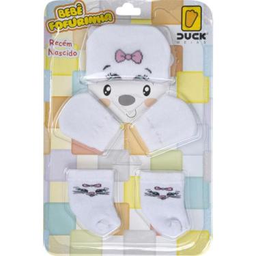 Imagem de Kit Meias Luvas e Touca Bebê Recém-Nascido Menina Fofurinha Maternidad