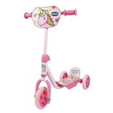 Imagem de Patinete Infantil 3 Rodas Unicornio Rosa Até 30Kg - MOR