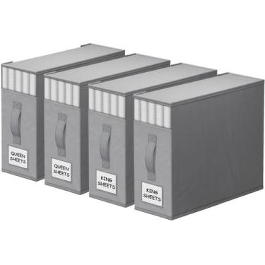 Imagem de Organizadores dobráveis para lençóis StorageTastic, 4 unidades, cinza