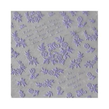 Imagem de Adesivos De Unha 5D Com Glitter Azul E Efeito Laser, Flores Em Relevo,
