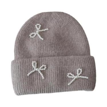 Imagem de Gorro Feminino De Inverno Quente De Tricô À Prova De Vento Cor Lisa Mu