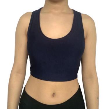Imagem de Cropped Feminino Justo Regata Barra Fitness Academia Liso Suplex Pp ao