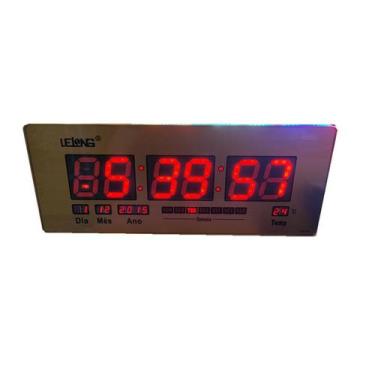 Imagem de Relógio De Led Parede Vermelho Calendário Temperatura - Tltled