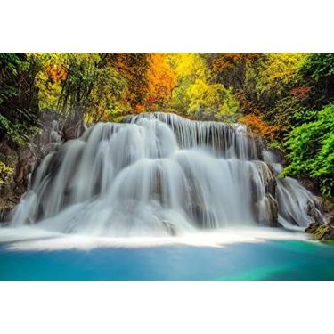 Imagem de Yeele Cenário de cachoeira de 1,5 x 2,4 m majestosa bela paisagem natural rio lago montanha floresta fotografia fundo viagem férias adulto bebê família retrato foto cabine fotos estúdio adereços