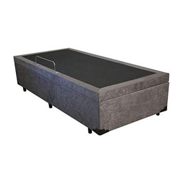 Imagem de Base para Cama Box Solteiro Tuti com Baú Suede Cinza 88 cm