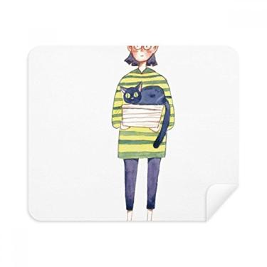 Imagem de Miaoji Pintura Gato Meganekko Girl Pano de limpeza Limpador de tela 2 peças Tecido de camurça