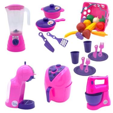 Imagem de Cozinha Kit Rosa Brinquedo Infantil 30 pçs