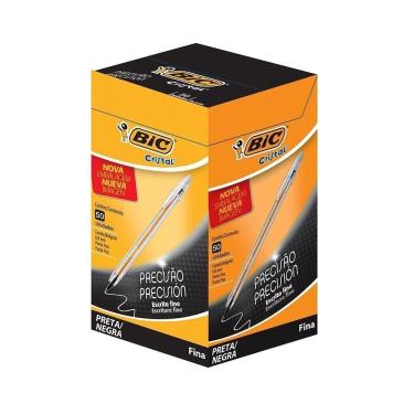 Imagem de Caneta Bic Cristal Fina Preta - Embalagem com 50 Unidades