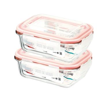 Imagem de Kit Potes De Vidro Herméticos 2 Peças Retangular 640ml