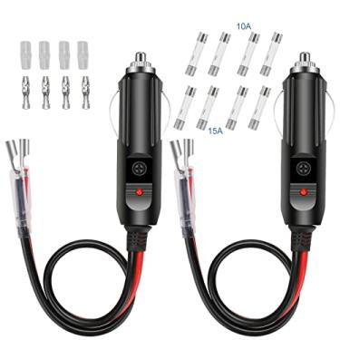 Imagem de ND pacote com 2 12 V LED fundido acendedor de cigarro plugue macho substituição com cabos