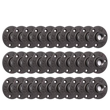 Imagem de Flange de chão, acessórios de tubo de ferro maleável TZH para estilo industrial vintage, flanges com orifício rosqueado para projetos faça você mesmo/decoração de móveis/prateleiras, 0.75 Inch