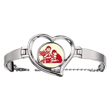 Imagem de N/A N/A Bracelete vermelho China com tecnologia de propaganda de educação coração joia pulseira de arame, medium, metal
