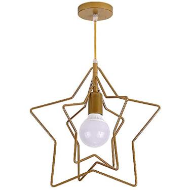 Imagem de Luster pendente Estilo Nórdico Luminária de Teto E27 Ø30CM para Quarto/Restaurante/Casa/bar (Estrela pendente, Ouro)