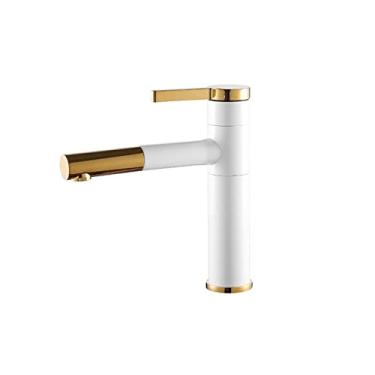 Imagem de Torneiras de pia de banheiro 360 rotações bico misturador de bacia torneira quente e fria torneiras de água guindaste latão cromo dourado preto, branco dourado, china