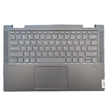 Imagem de LTPRPTS Capa superior de reposição para laptop com apoio de palma, teclado sem retroiluminação, peça de montagem para Lenovo Yoga 7-14ITL5 5cb1a08879 verde escuro