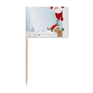 Imagem de mas Papai Noel alce peep ano novo bandeiras de palito de dente marcador topo decoração de festa