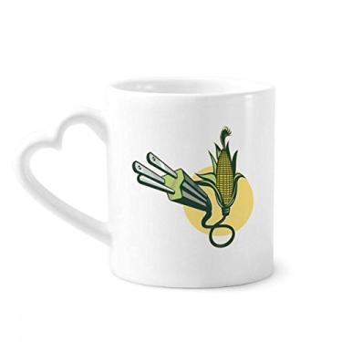 Imagem de Cabo de plugue de milho cabo de carregamento padrão caneca café cerâmica copo de coração de vidro