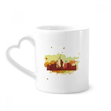 Imagem de Caneca aquarela EUA América Nova York City Liberty café cerâmica copo de coração de vidro
