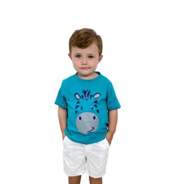 Imagem de Camiseta Infantil Masculina - Azul Turquesa - Luck Silver