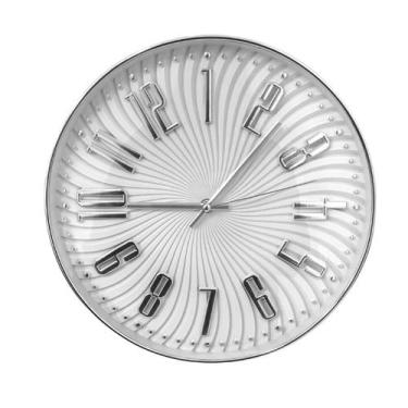 Imagem de Relógio De Parede 30X4cm Dial Sweep Ondulado Branco E Prata - Cim