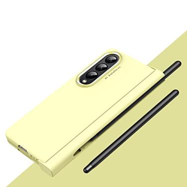 Imagem de Capa protetora de vidro de corpo inteiro de proteção pesada para Samsung Galaxy Z Fold 4 5G Fold4 Zfold4 S Pen Holder Bolsa de telefone, amarela, para Samsung Z Fold 4