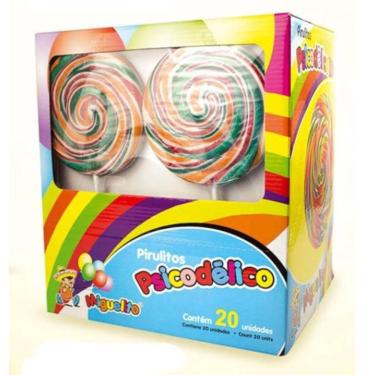 Imagem de Pirulito Psicodélico Chaves Grande Colorido Caixa C/20unid - 3Kg