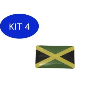 Imagem de Kit 4 Adesivo resinado bandeira da Jamaica 9x6 cm