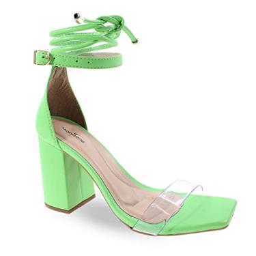 Imagem de Sandália Modarpe Salto Bloco Grosso Vinil Feminina B17 Cor:Verde;Tamanho:39