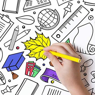 Imagem de Papel de Parede Branco Preto de Colorir para Escola 57x270cm