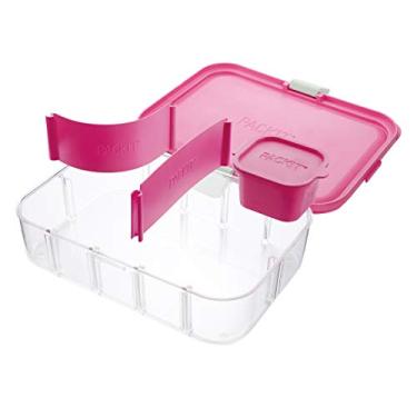 Imagem de PackIt Recipiente de armazenamento de alimentos Flex Bento, framboesa madura, base transparente à prova de estilhaçamento, com tampa resistente a vazamentos, divisórias flexíveis, pode ir ao
