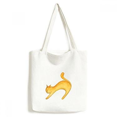 Imagem de Bolsa sacola de lona com pintura de gato laranja Miaoji bolsa de compras casual bolsa de mão