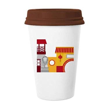 Imagem de Caneca de cerâmica com estampa chinesa de arquitetura chinesa para copo de café