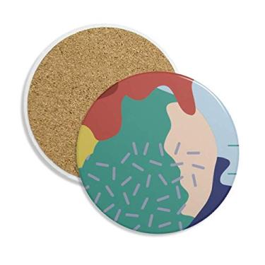 Imagem de Porta-copos de cerâmica com padrão de arte de plantas abstratas, porta-copos com pedra absorvente para bebidas, presente de 2 peças