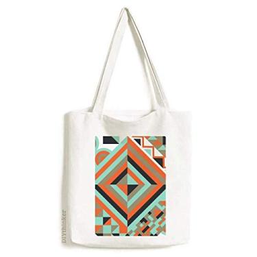 Imagem de Bolsa de lona com estampa geométrica de losango verde bolsa de compras casual