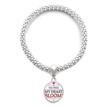Imagem de DIYthinker You Make My Heart Bloom Pulseira de prata para dia dos namorados com pingente de corrente ajustável