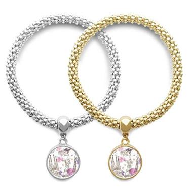 Imagem de DIYthinker Estátua de futebol da Catedral de Barcelona, bracelete de amante da Espanha, pingente, joia para presente de casal