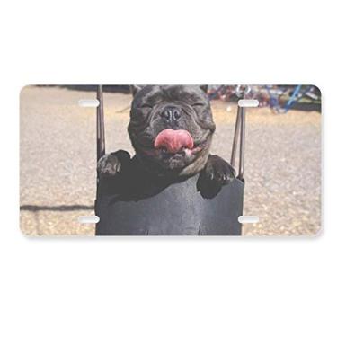 Imagem de DIYthinker Bulldog Placa de licença para fotografia de animais de estimação, decoração de aço inoxidável para automóvel
