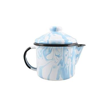 Imagem de Bule para chá 10 Esmaltado Marmorizado Azul Claro 600 ml - Ewel