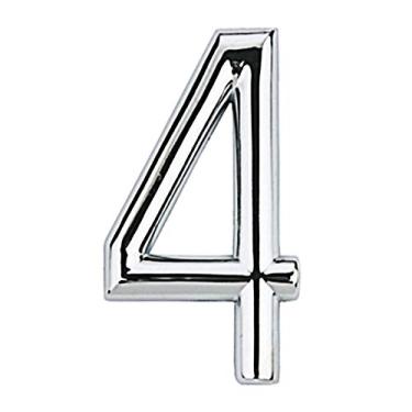 Imagem de BemFixa Numero 04 - 75mm Zamac Cromado Autoadesivo