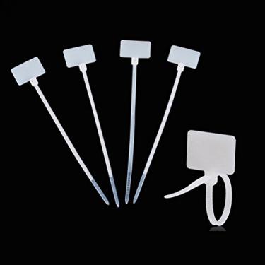 Imagem de Amgate Gravação em Ethernet Fio Zip Ties Cabo Marca Etiquetas Nylon Power Marking Etiqueta, 100 Piece, White
