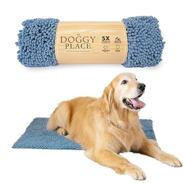 Imagem de My Doggy Place Tapete de microfibra para patas enlameadas, jeans desbotado de 91 cm x 66 cm - tapete absorvente e de secagem rápida para limpeza de patas de cachorro, seguro para máquina de lavar e