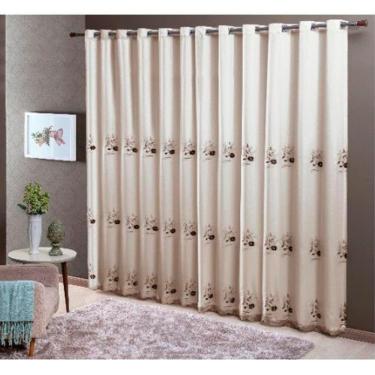 Imagem de Cortina Dupla Doha Chocolate 24 Ilhoses 300x250cm Sultan