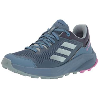 Imagem de adidas Tênis de corrida feminino Terrex Trailrider Trail, Aço Maravilha/Cinza Mágico Met/Pulse Lilás, 10.5