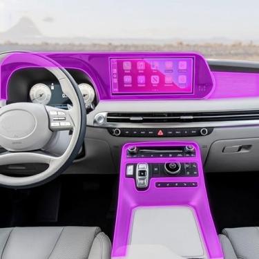 Imagem de NBHB Carro Anti riscos e prevenção de poeira Película protetora Clear Car transparente TPU pintura autoadesiva película protetora tela do console, para Hyundai Palisade 2022-2023
