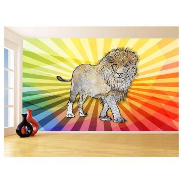 Imagem de Papel De Parede Animais Pop Art Leão Rei Selva 3,5M Pxa35