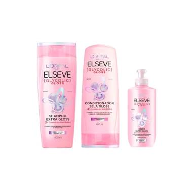 Imagem de Kit Elseve Glycolic Gloss Shampoo Condicionador + Creme 400ml