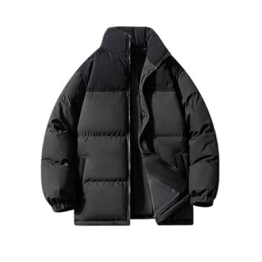 Imagem de Harajuku jaqueta masculina parca casaco de inverno coreano patchwork tops grossos corta-vento masculino streetwear casacos quentes, Pmf265black, PP