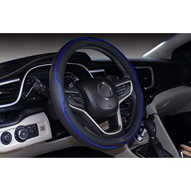 Imagem de Mayco Bell Capa de volante média de couro de microfibra para carro (34,5 a 38 cm, preto azul escuro)