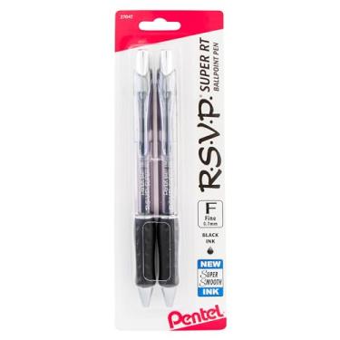Imagem de Pentel Caneta esferográfica RSVP Super RT (0,7 mm), linha fina, tinta preta, pacote com 2 - BX477BP2A