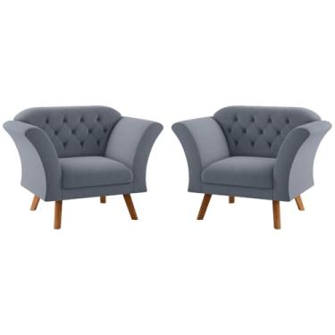 Imagem de Conjunto Poltrona Decorativa Roseira Inca Chumbo